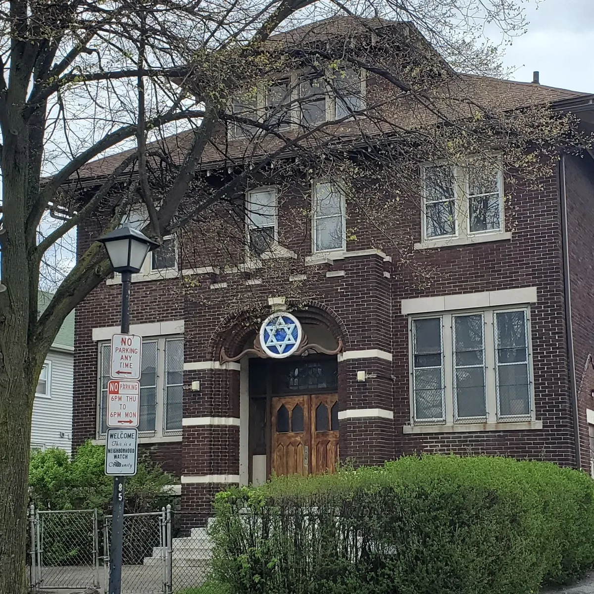 The brick building at 85 Saranac Avenue, once Anshei Tzedek
