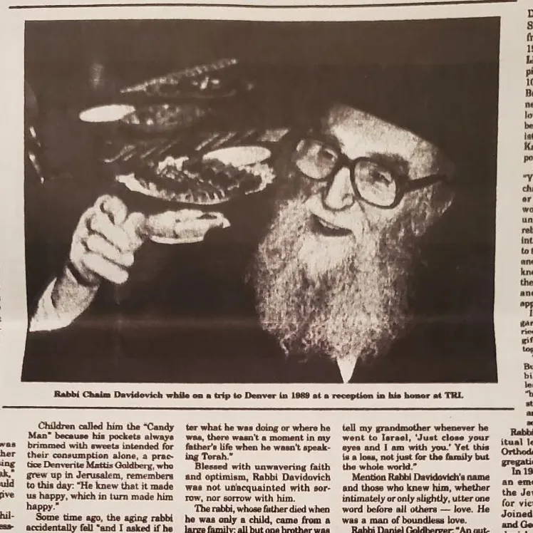 Newspaper photograph of Rabbi Davidovich